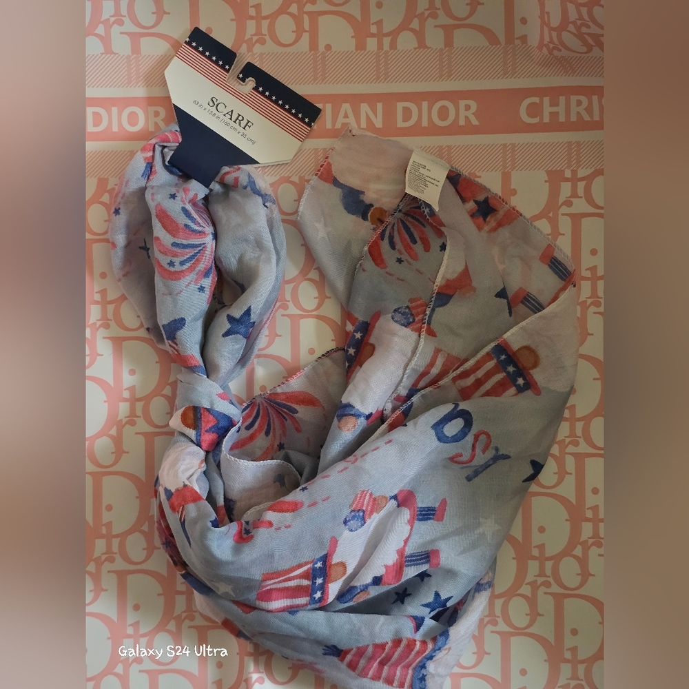 Patriotic Scarf Shawl Wrap NWT
